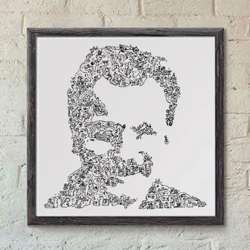 DrawInside George Brassens affiche 30x30 cm chanteur