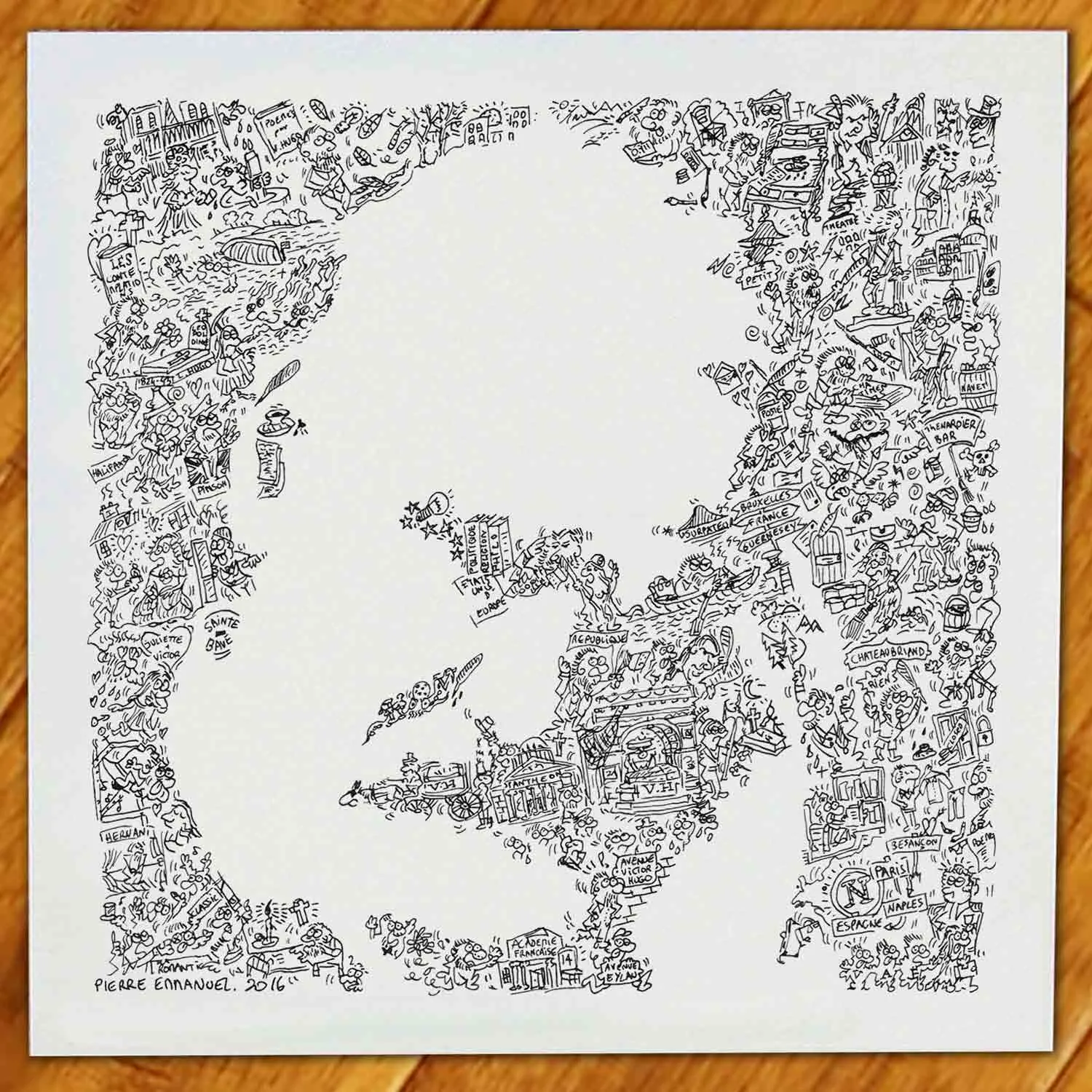 DrawInside Victor Hugo affiche 20x20 cm papier mat signée