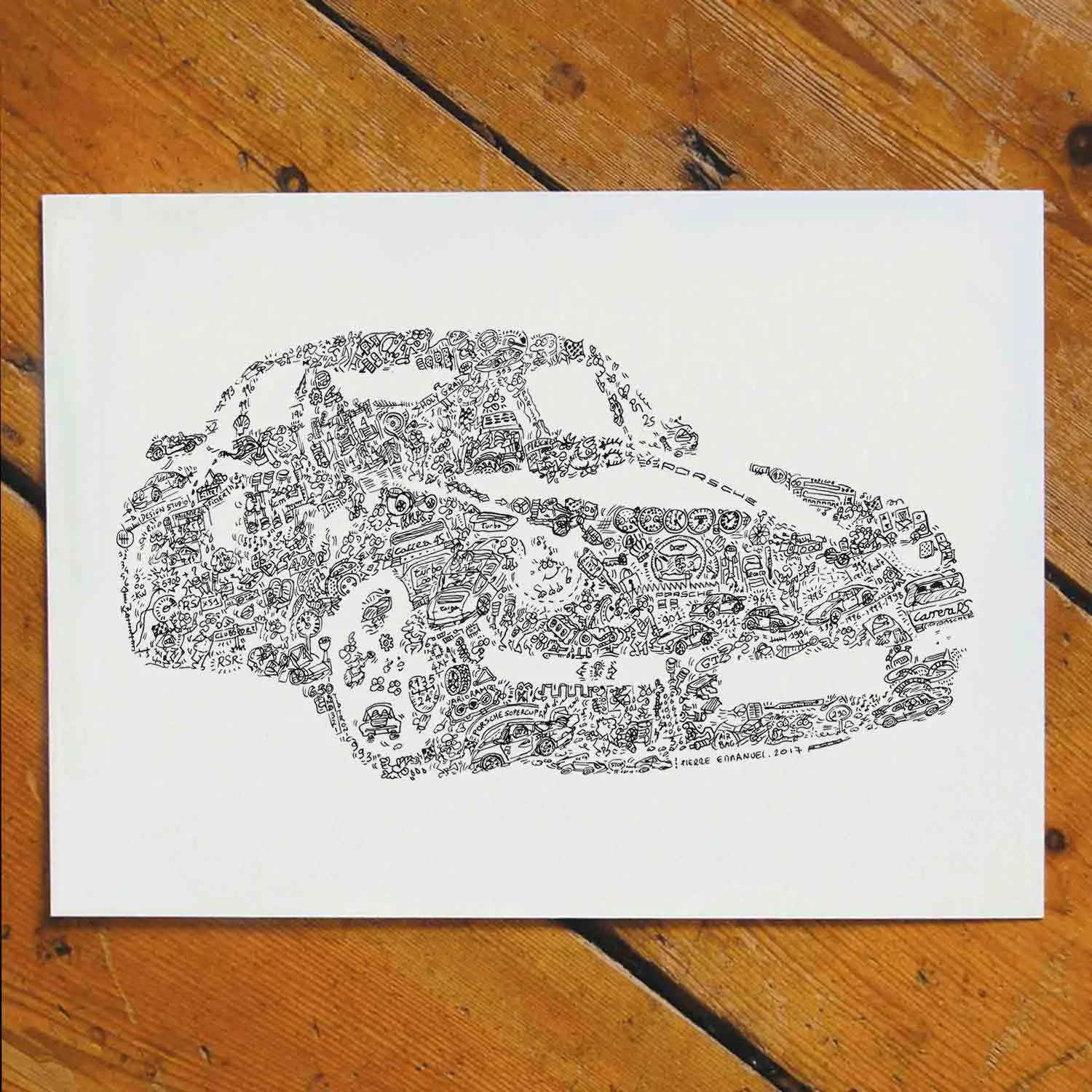 DrawInside Porsche 911-993 affiche auto papier mat à encadrer