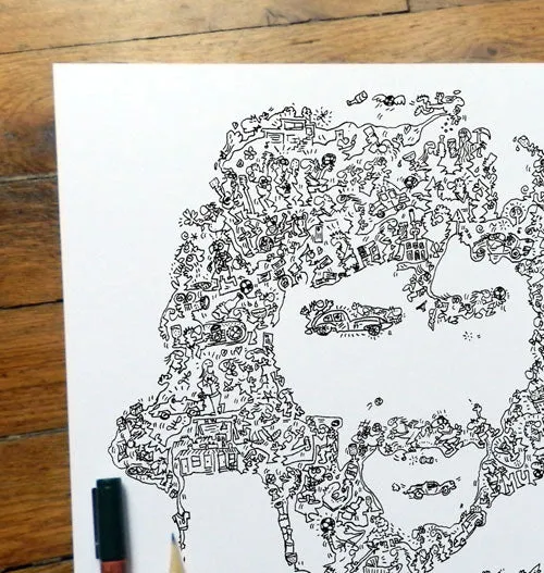 DrawInside George Best affiche 20x20 cm football