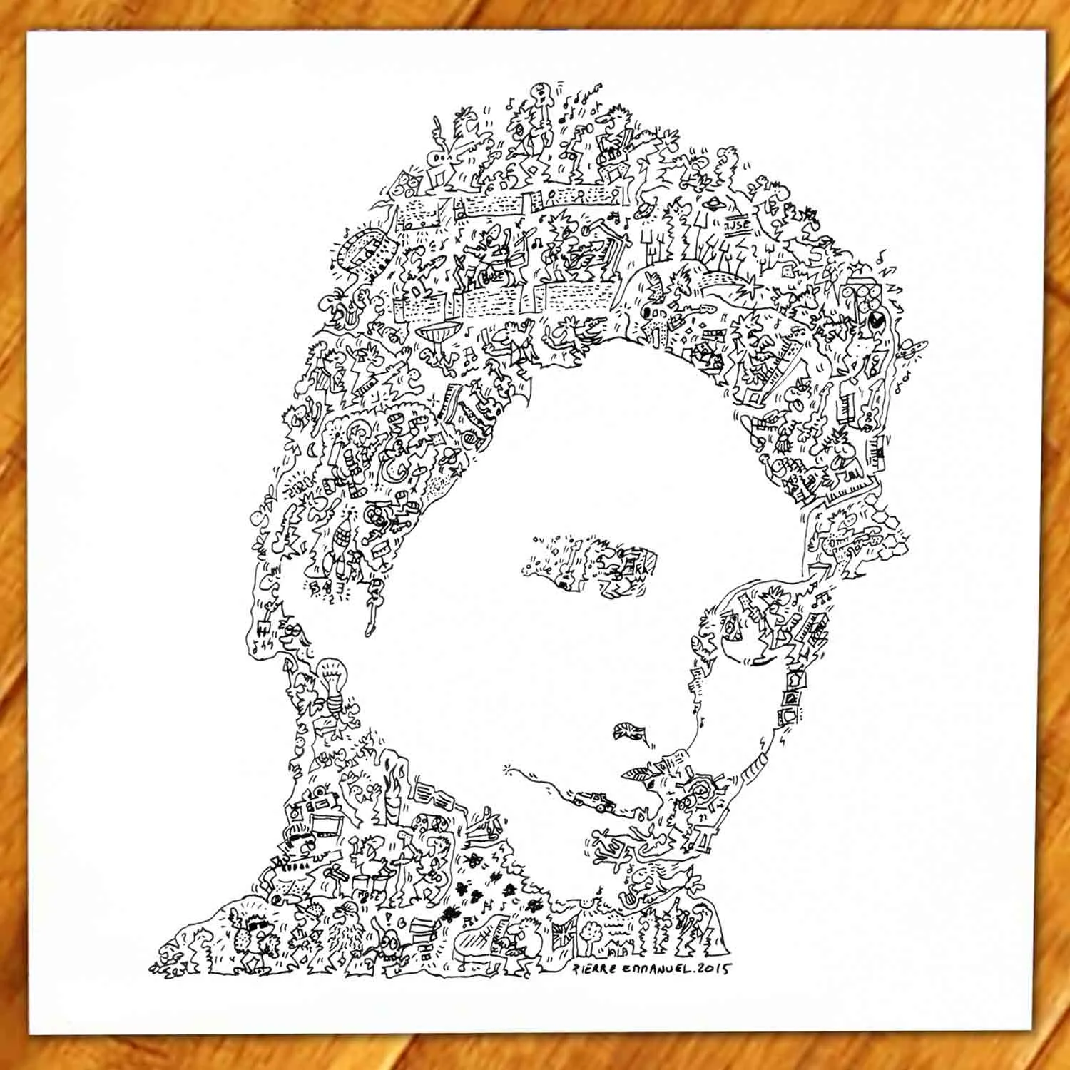 DrawInside Matthew Bellamy Muse affiche 20x20 cm signée