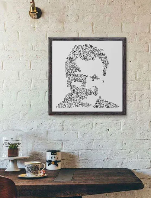 DrawInside George Brassens affiche 30x30 cm chanteur