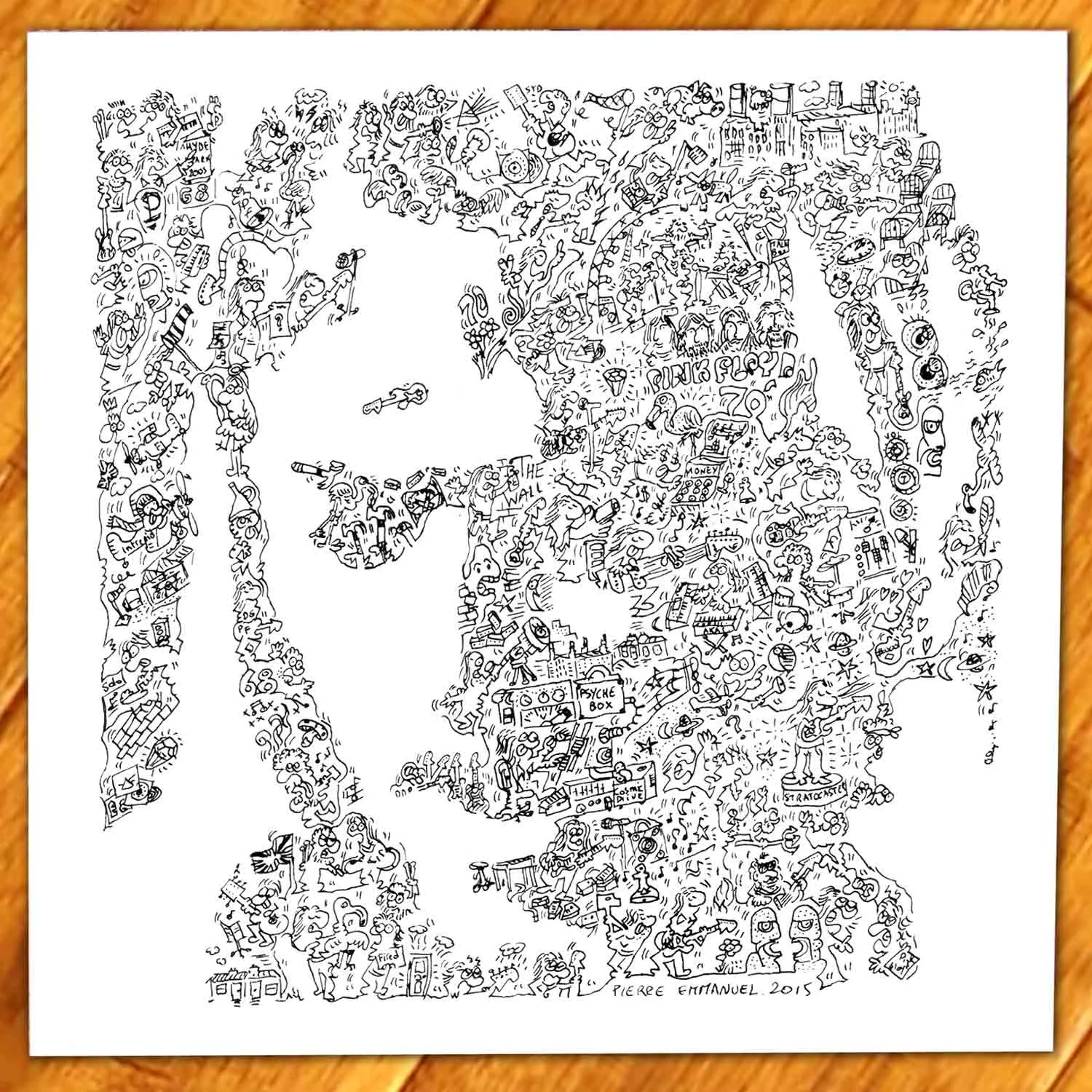 DrawInside David Gilmour affiche 30x30 cm signée
