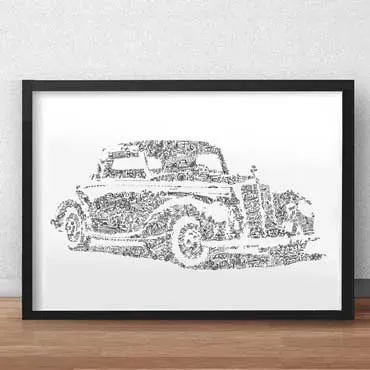 DrawInside Mercedes 220 affiche A4 coupé W187
