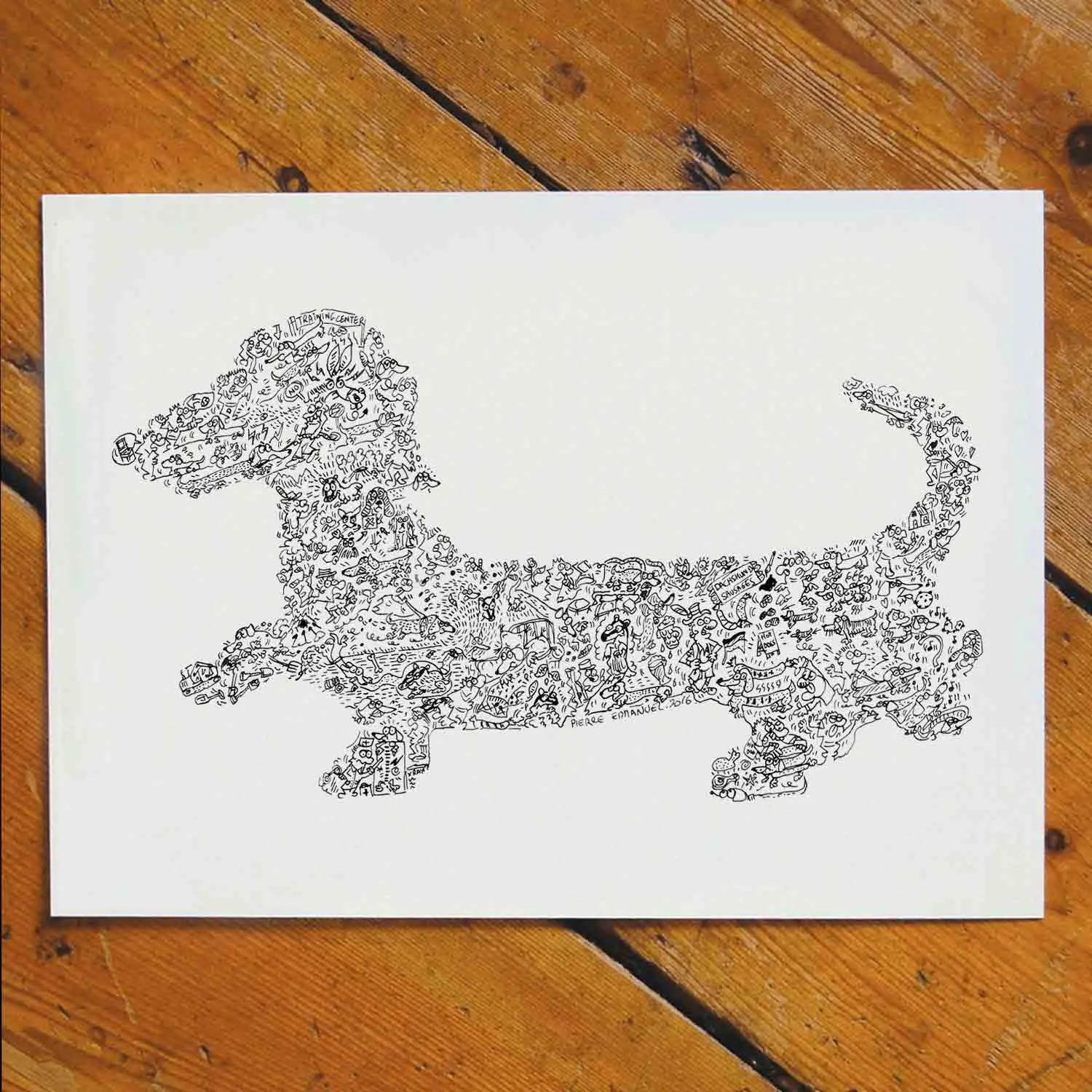 DrawInside Teckel affiche A4 21x30 cm chien