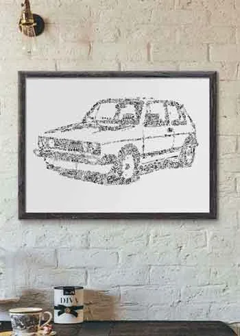 DrawInside VW Golf 1 affiche A4 21x30 auto