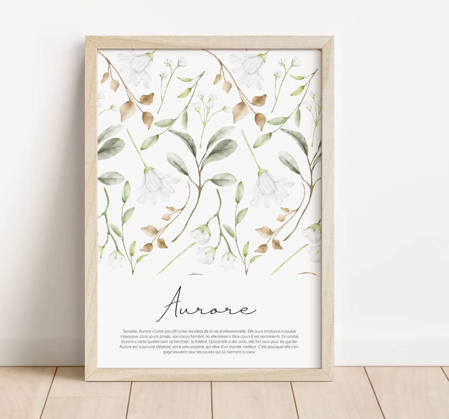 Papeterie Créative Affiche Prénom Florale aquarelle