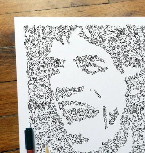 DrawInside Mick Jagger Rolling Stones affiche 30x30 cm papier mat