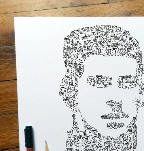DrawInside Djokovic affiche 30x30 cm signée
