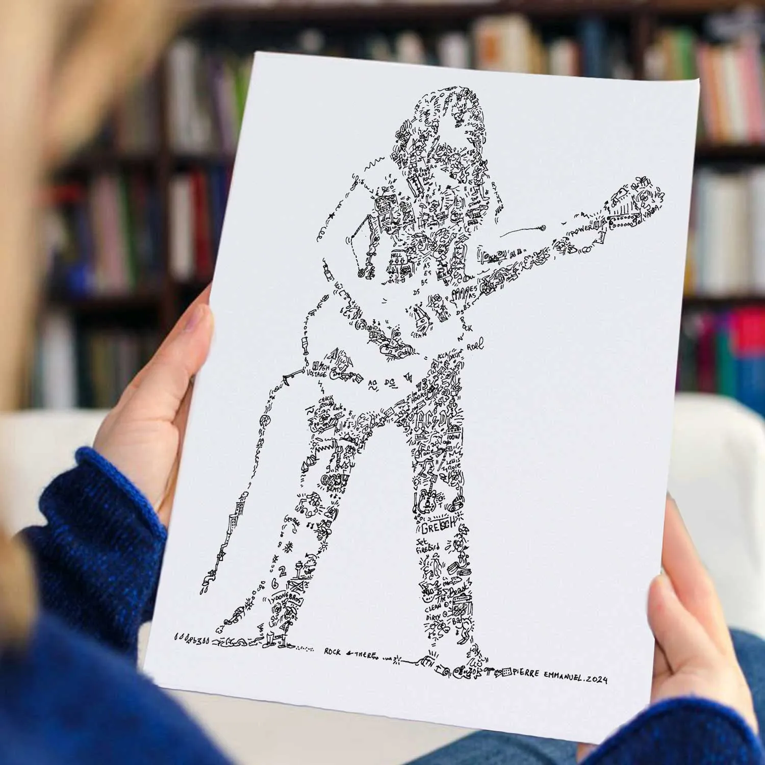 DrawInside Malcolm Young affiche A4 21x30 cm AC DC