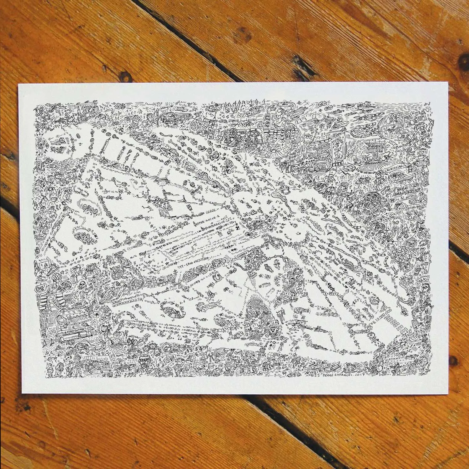 DrawInside Millenium Falcon affiche A3 Star Wars