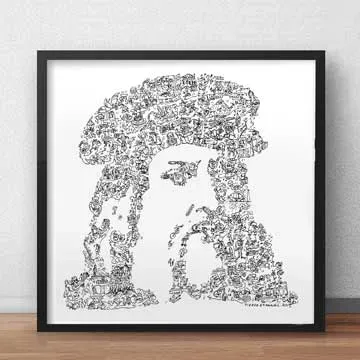 DrawInside Leonardo da Vinci affiche 20x20 cm noir et blanc