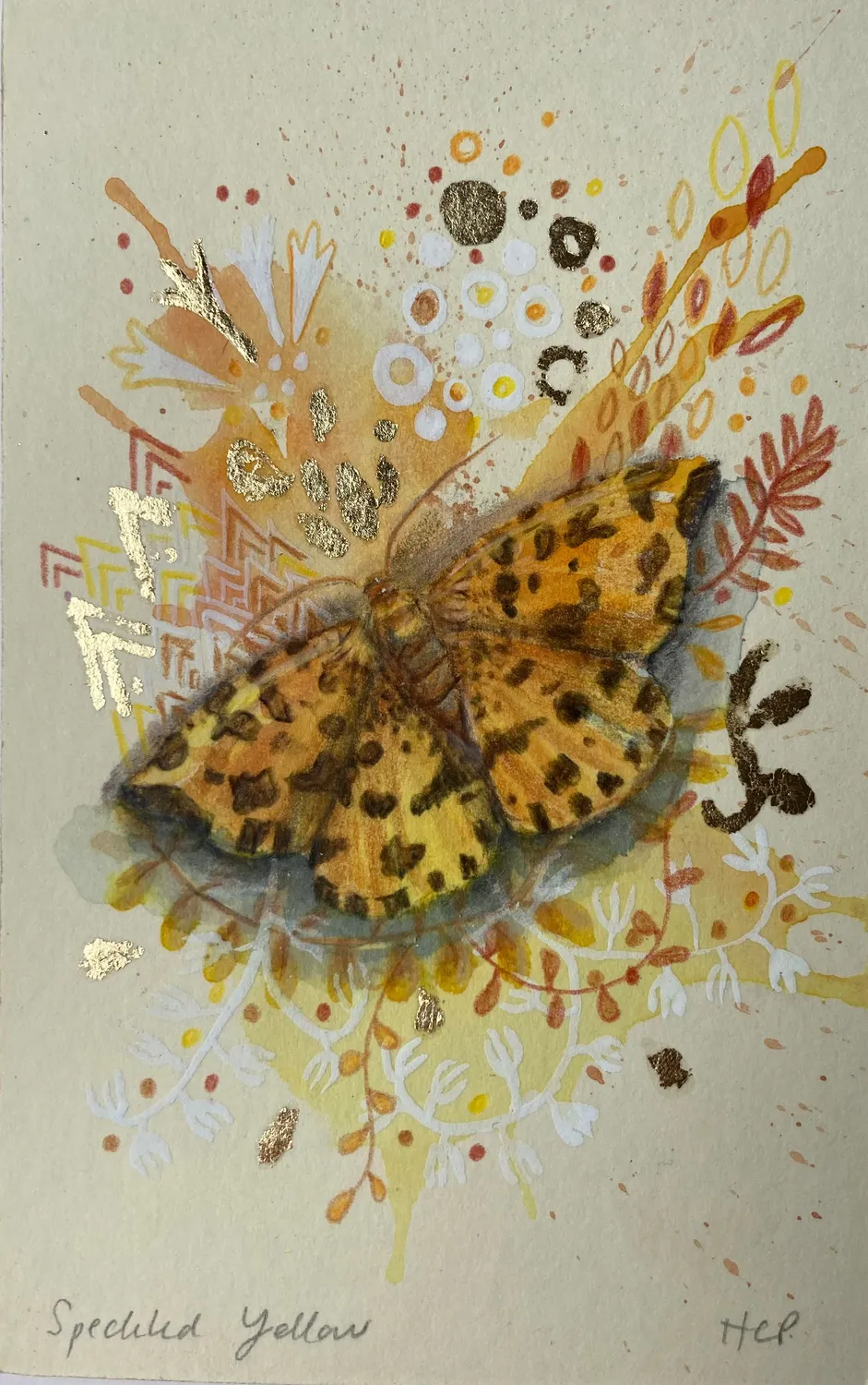 Helena Perry Speckled Yellow miniature aquarelle non encadrée