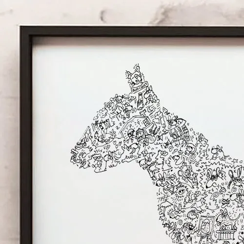 DrawInside Bull Terrier affiche A4 tête œuf
