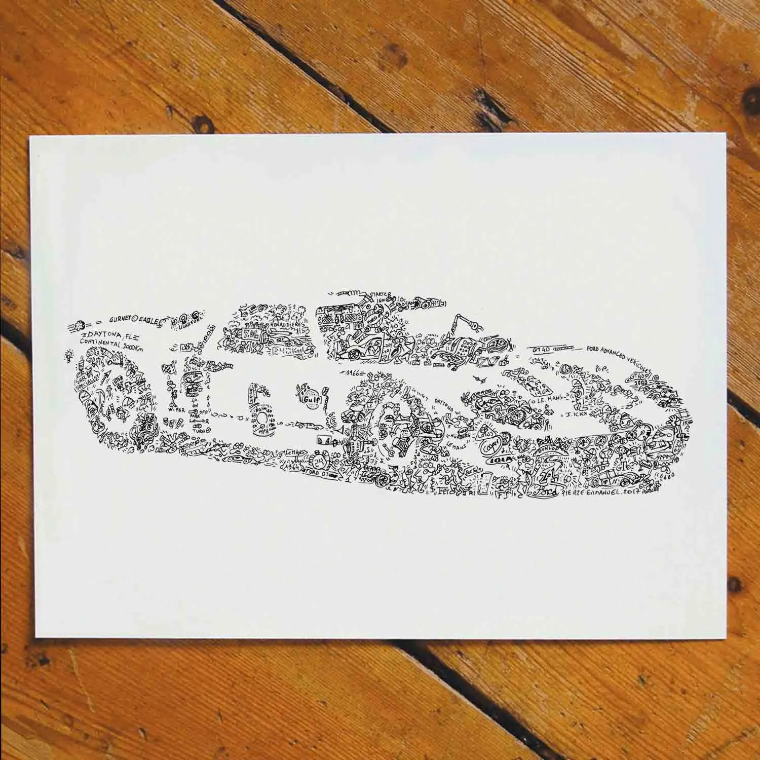 DrawInside Ford GT40 affiche A3 Le Mans