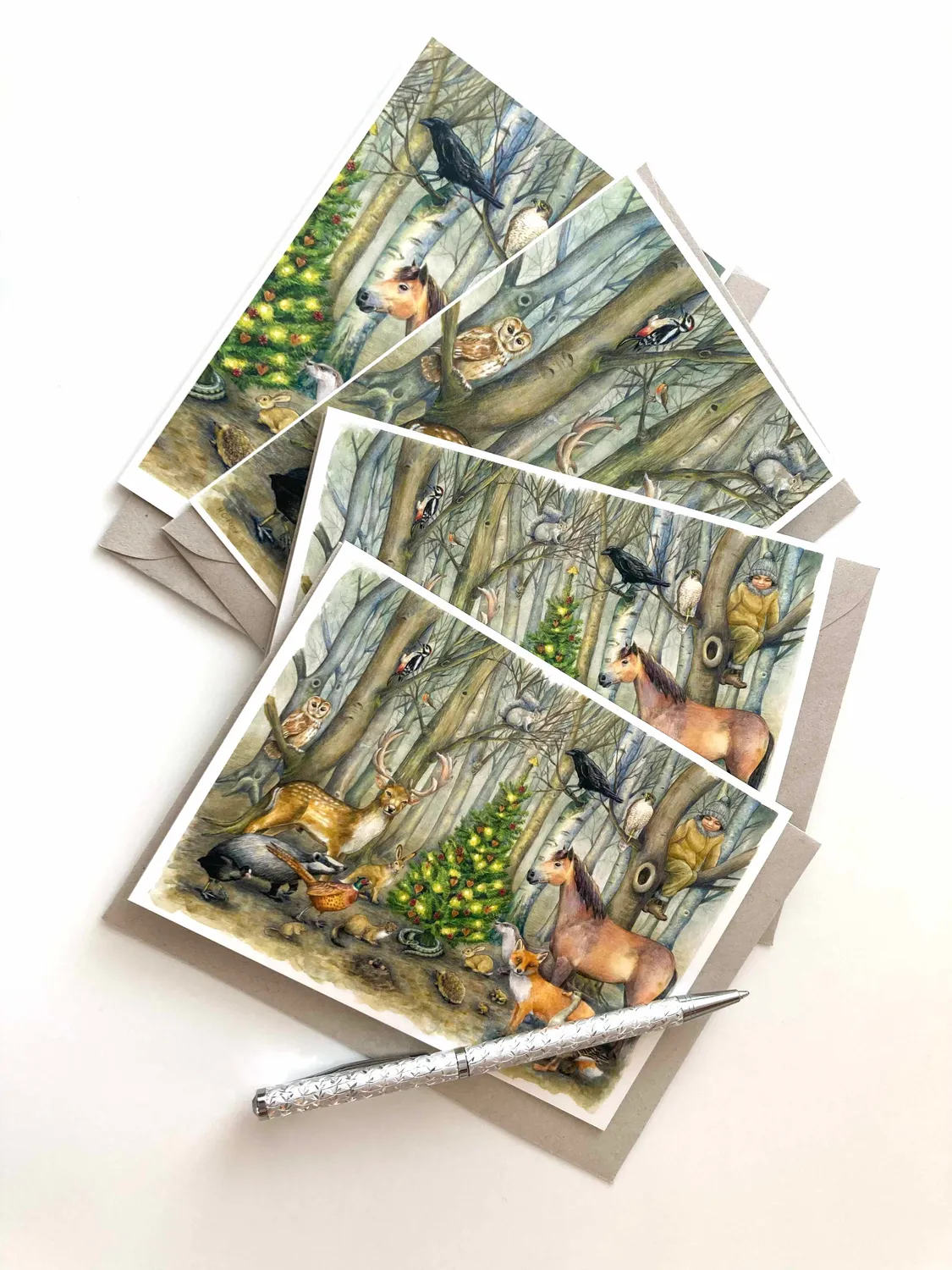 Helena Perry Woodland carte de vœux A6 scène complète