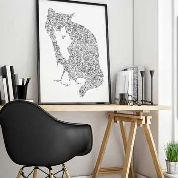 DrawInside Chat européen affiche A4 21x30 cm signée main