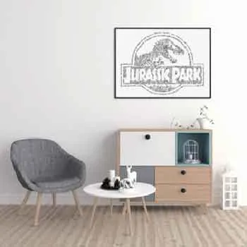 DrawInside Jurassic Park affiche A3 noir et blanc