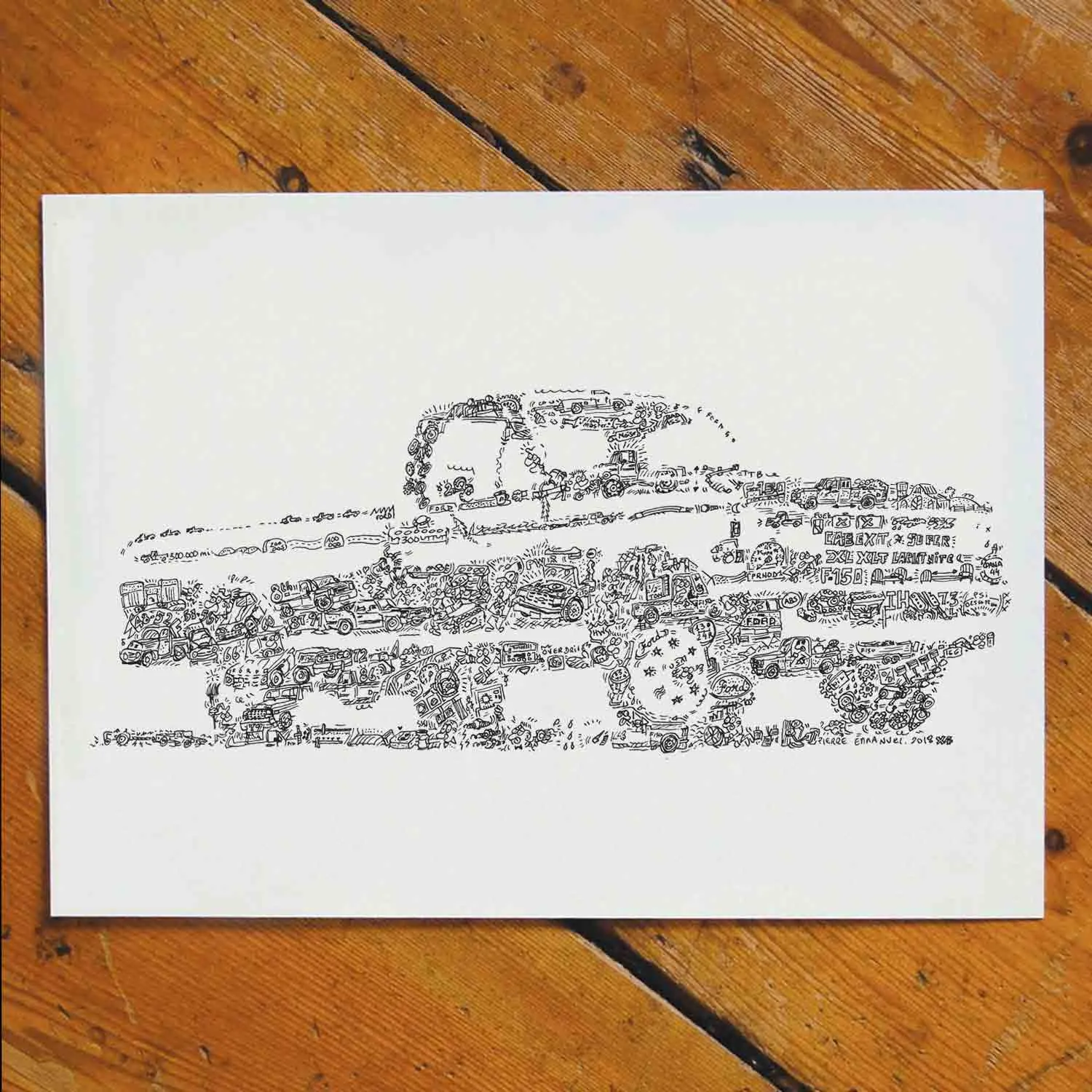 DrawInside Ford F150 8e génération affiche A4 21x30 cm pick-up