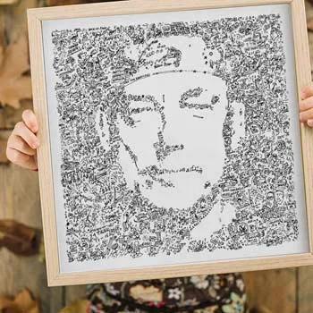 DrawInside Neil Peart Rush affiche 30x30 cm portrait batteur