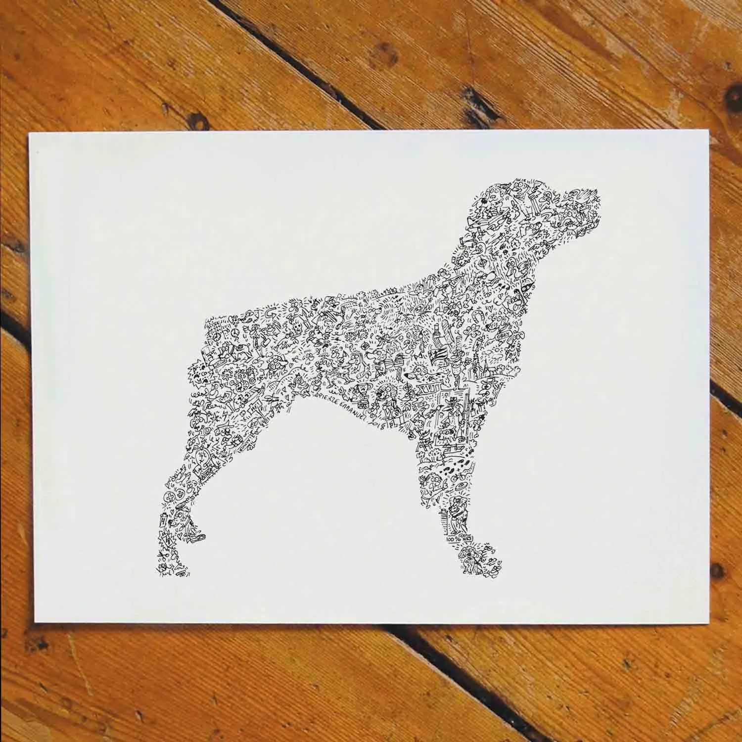 DrawInside Epagneul Breton affiche A3 30x42 cm chasse