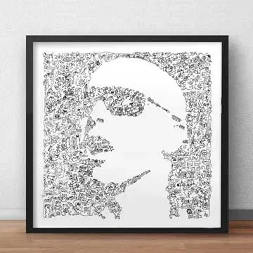DrawInside Joe Satriani Satch affiche 20x20 cm guitare