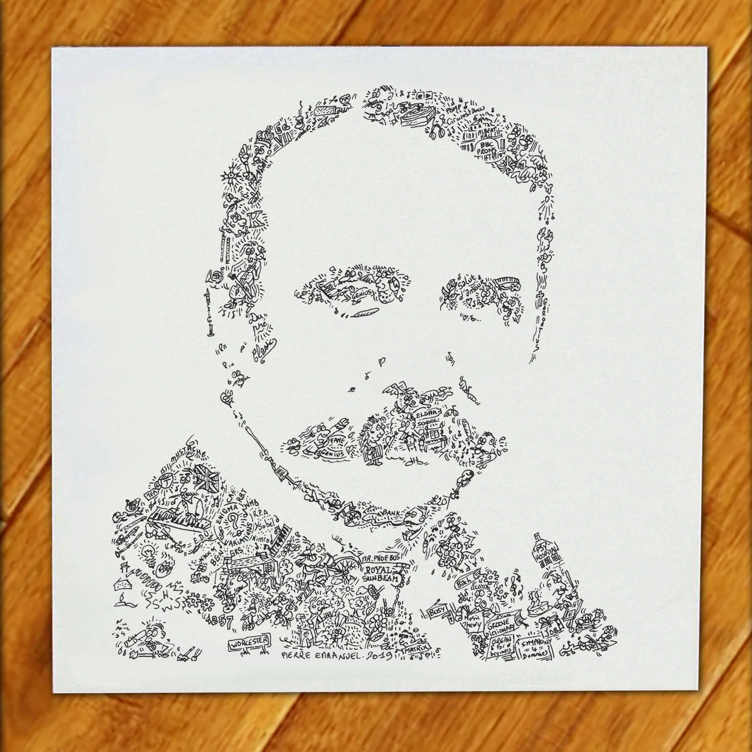 DrawInside Edward Elgar affiche 20x20 cm signée main