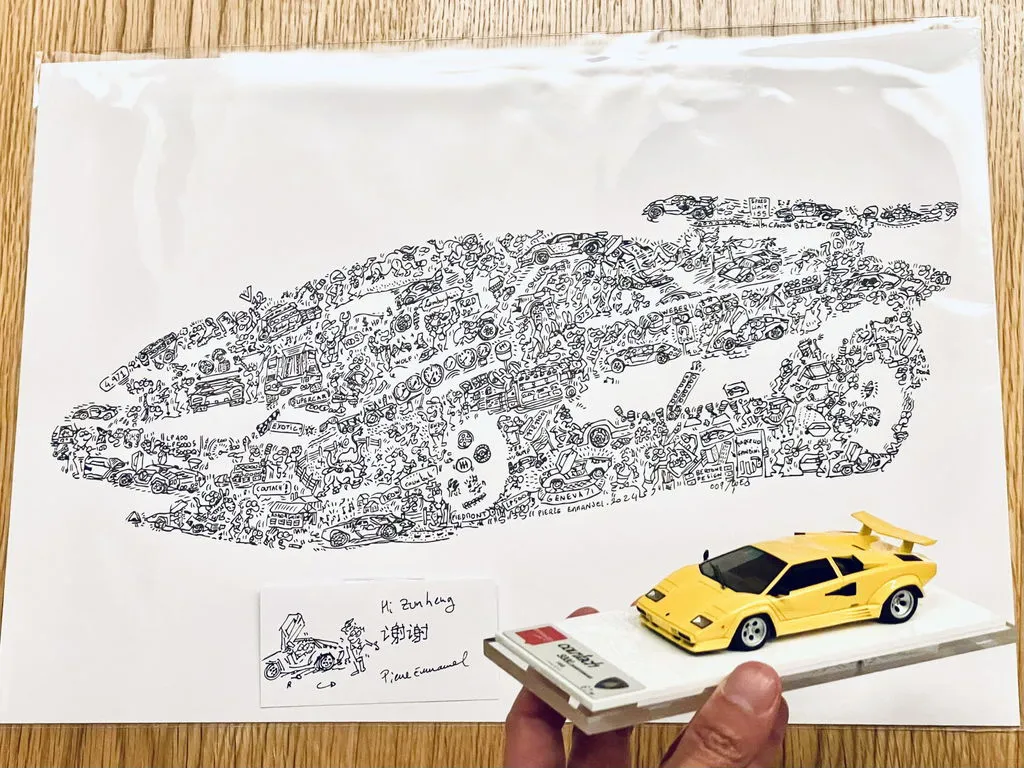 DrawInside Lamborghini Countach affiche A4 signée