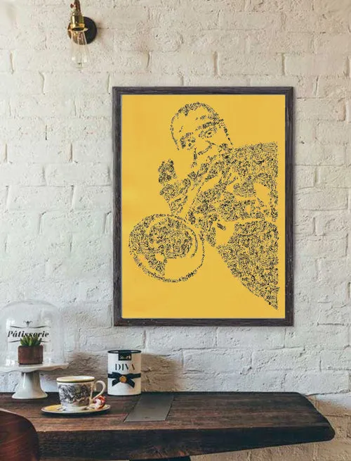 DrawInside Louis Armstrong Yellow affiche A4 jaune