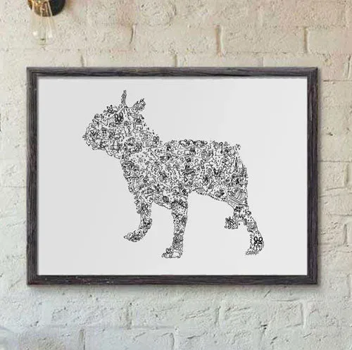 DrawInside Bouledogue Français affiche A3 30x42 cm