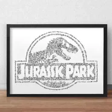DrawInside Jurassic Park affiche A3 noir et blanc
