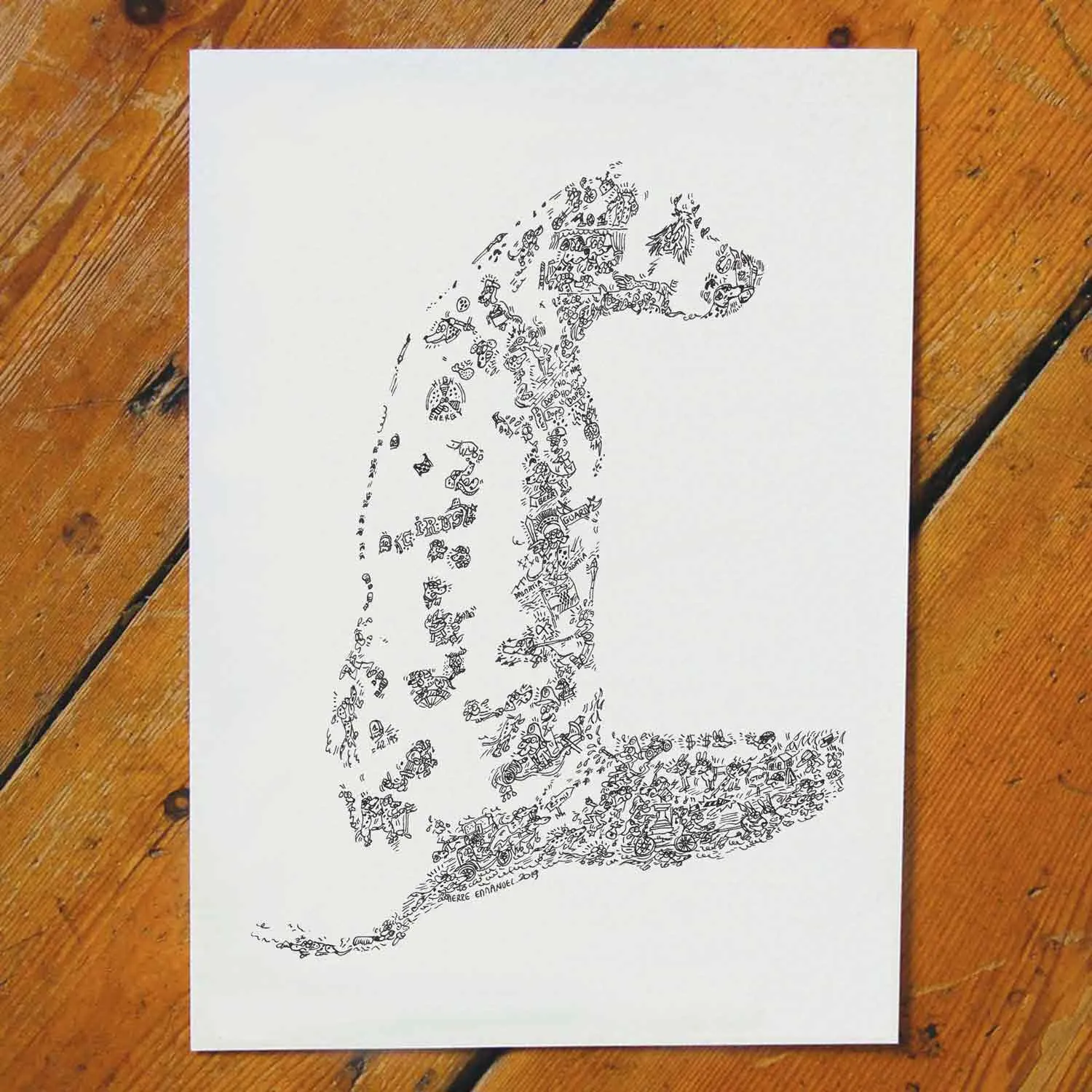 DrawInside Dalmatien affiche A3 chien taches