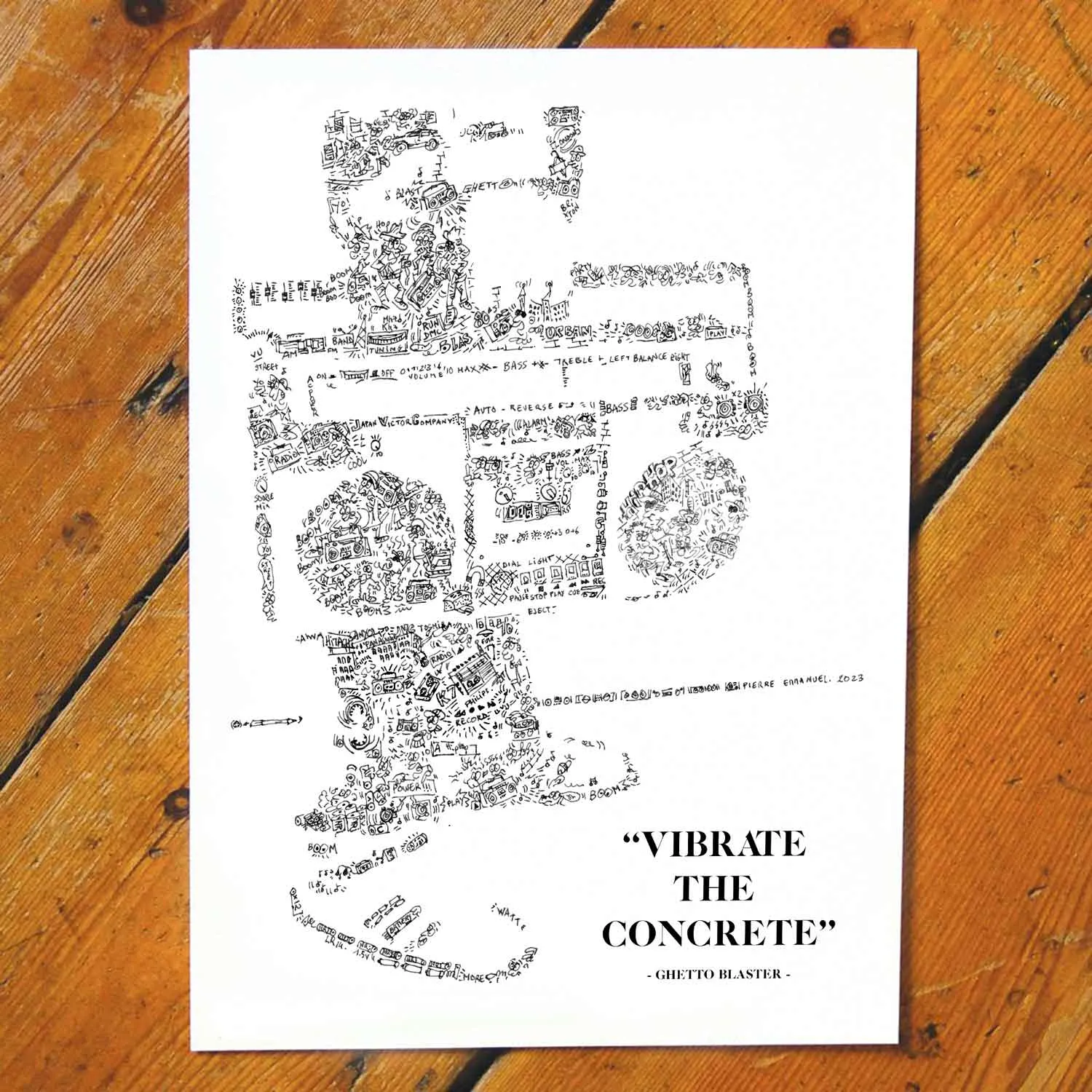 DrawInside Ghetto Blaster affiche A3 papier mat