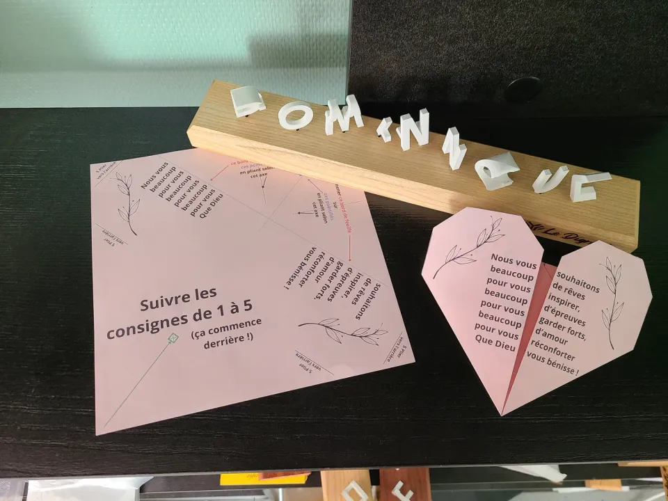 Le Digraphe carte origami cœur personnalisée lot
