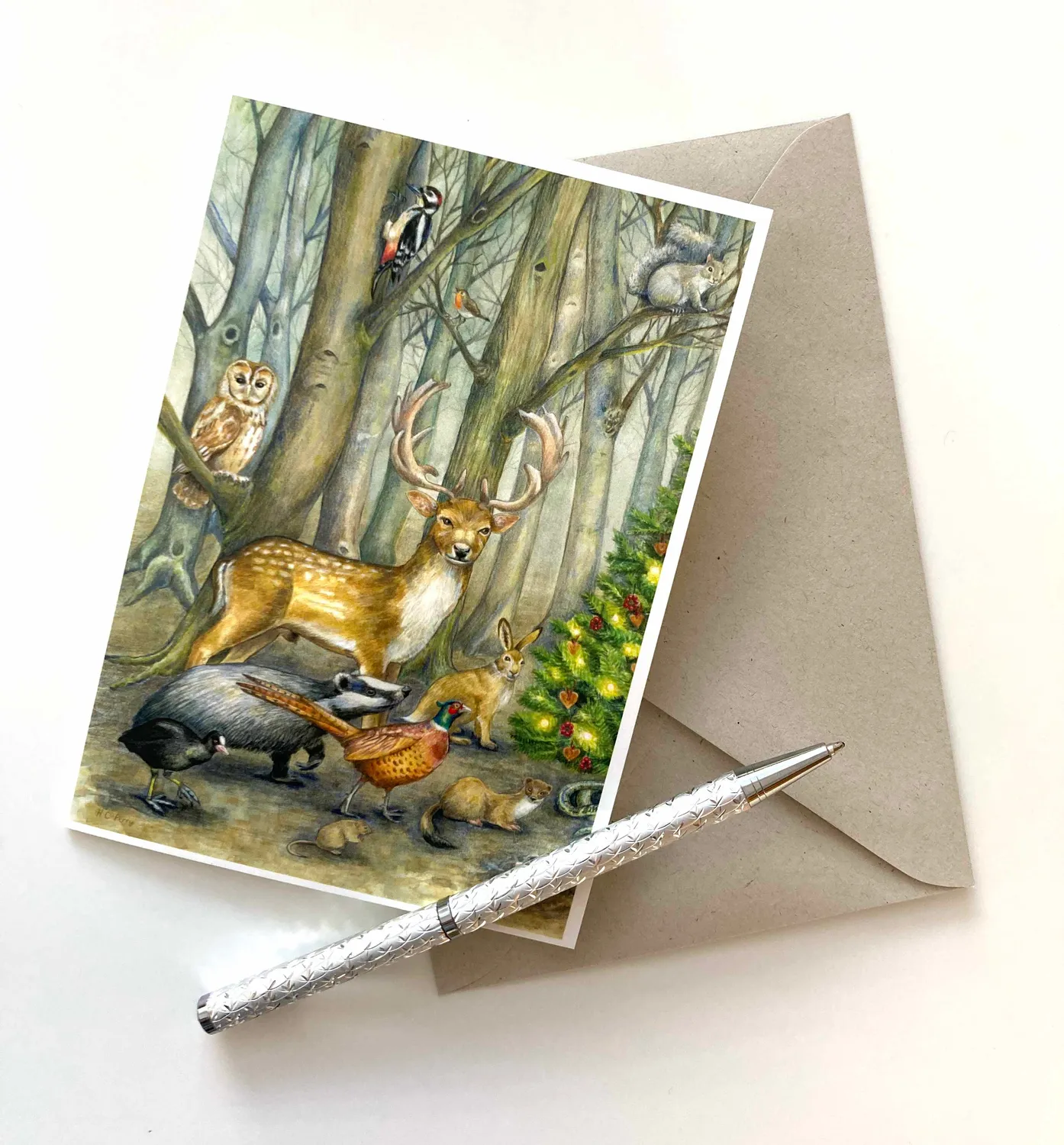 Helena Perry Woodland carte de vœux A6 scène complète