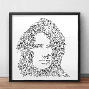 DrawInside Joe Perry Aerosmith affiche 30x30 guitare