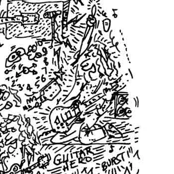 DrawInside Jimmy Page affiche A4 Les Paul citation