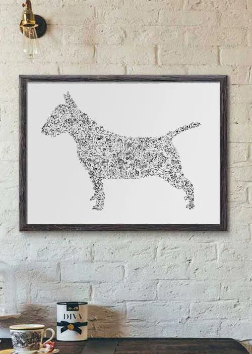 DrawInside Bull Terrier affiche A4 tête œuf