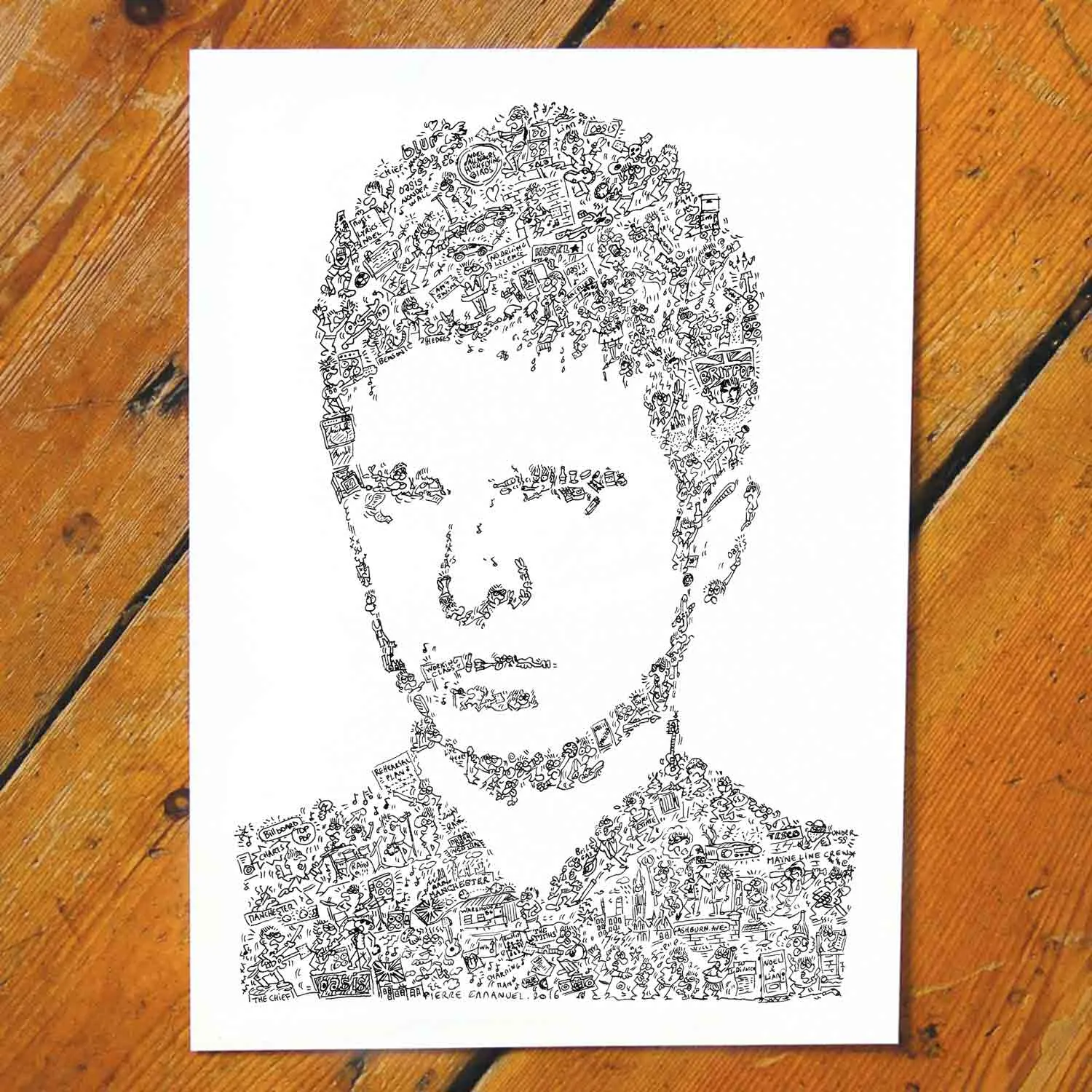 DrawInside Noel Gallagher Oasis poster A4 britpop