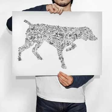 DrawInside Pointer Anglais affiche A4 21x30 cm chien chasse