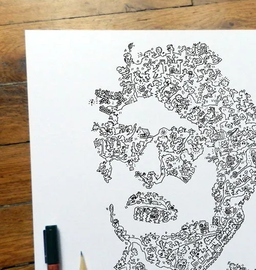 DrawInside Bob Dylan affiche 20x20 cm signée