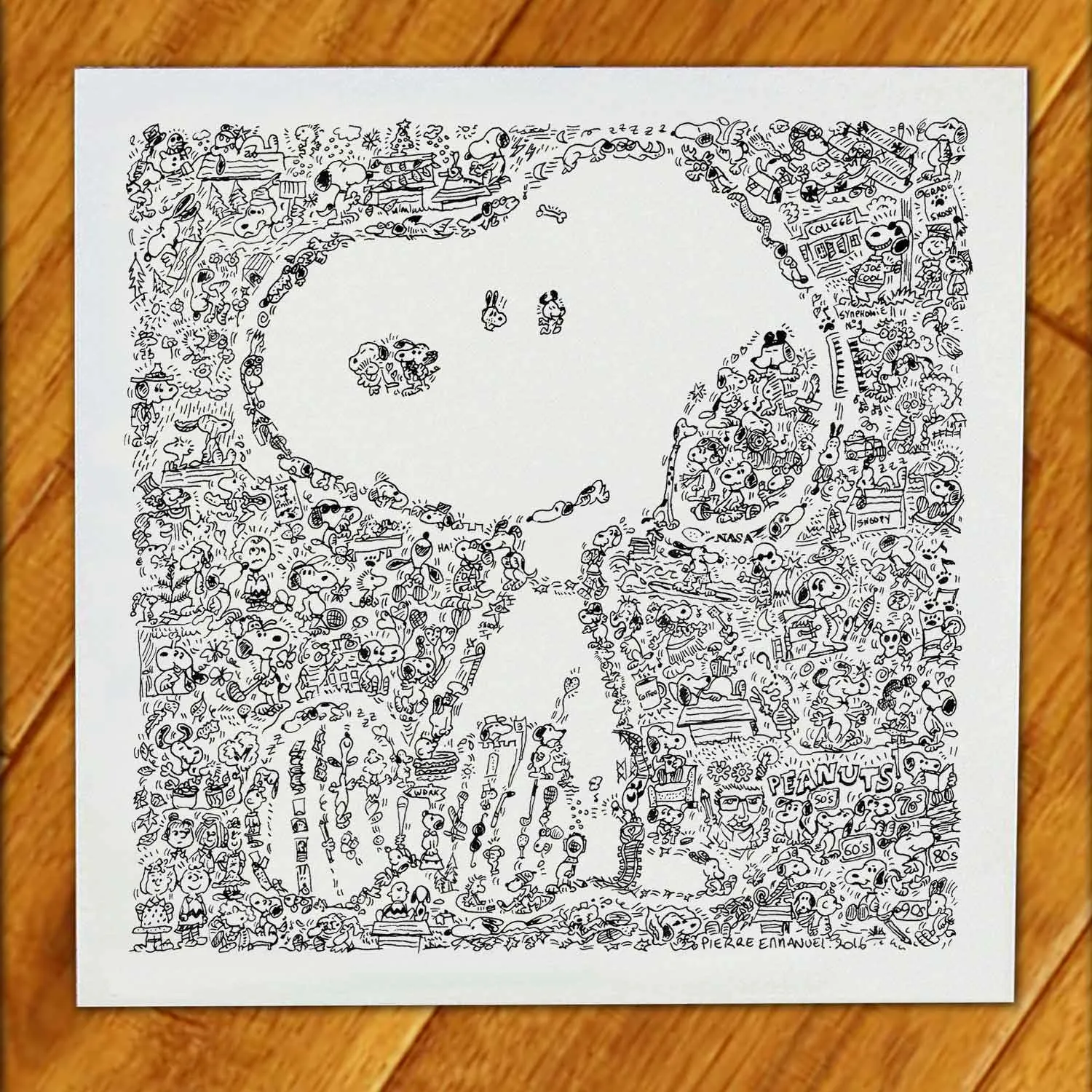 DrawInside Snoopy poster art 30x30 cm papier mat signé