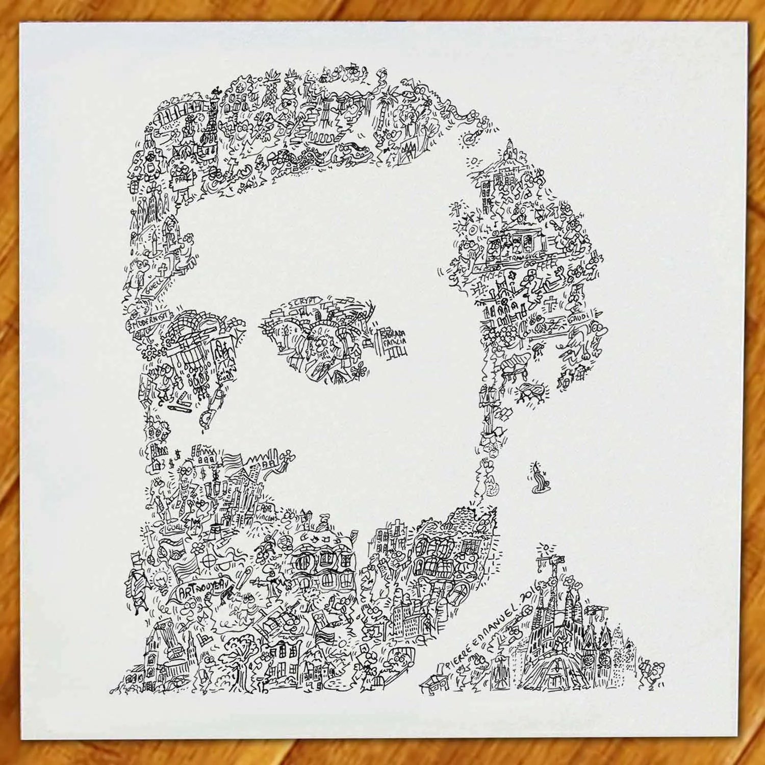 DrawInside Gaudi affiche 30x30 cm Barcelone