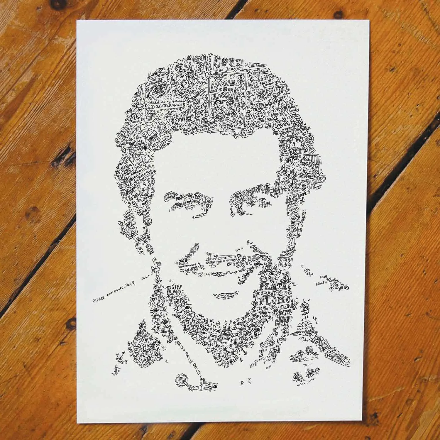 DrawInside Pablo Escobar affiche A3 Medellin