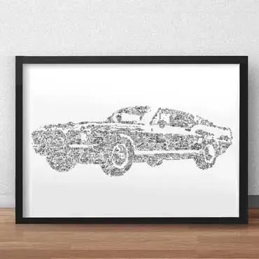 DrawInside Ford Mustang Fastback affiche A4 21x30 cm dessin