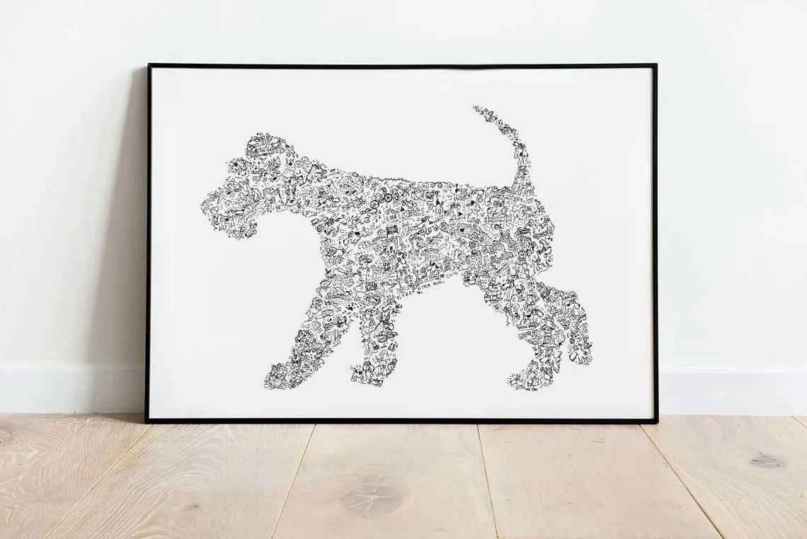 DrawInside Fox Terrier affiche A4 chien à poil dur