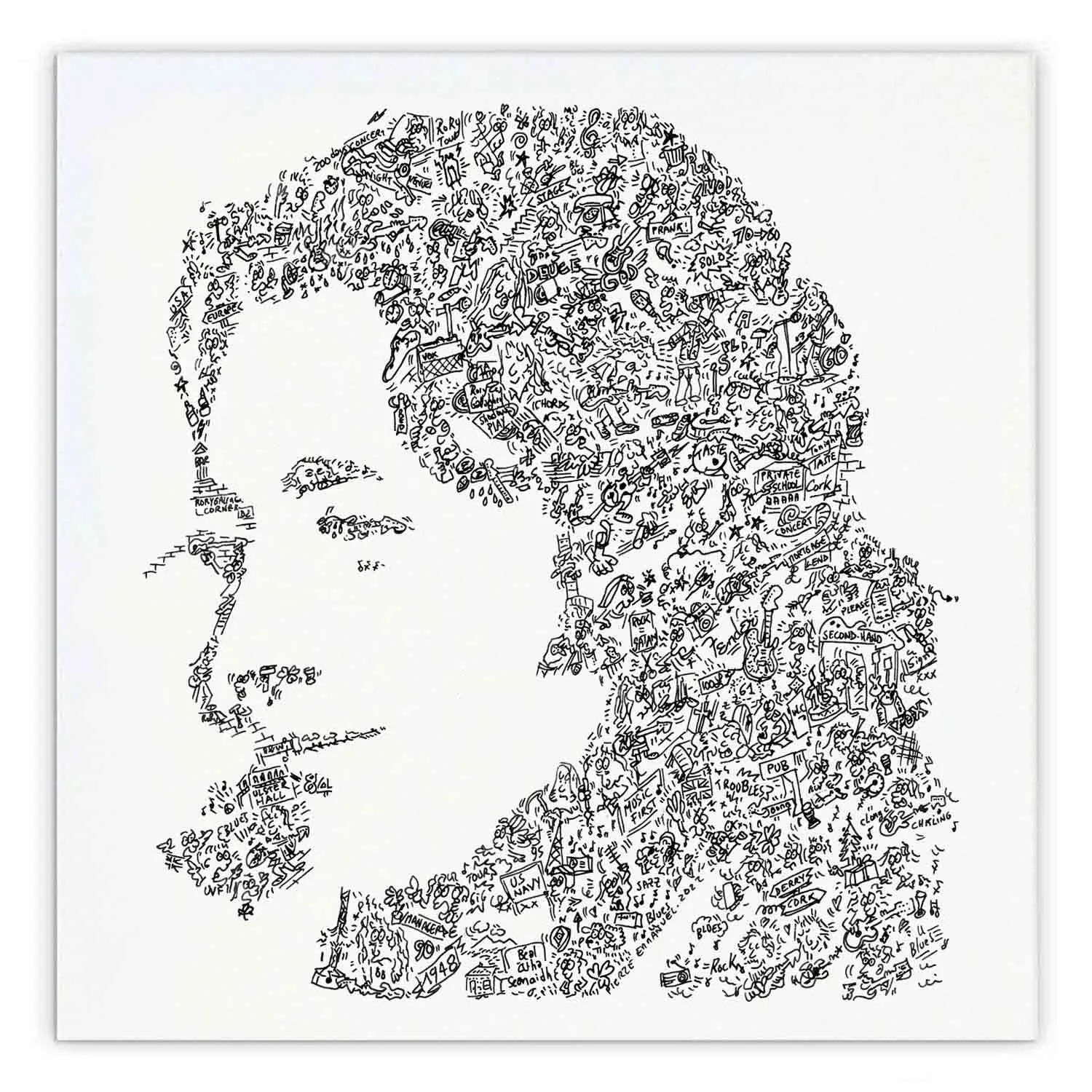 DrawInside Rory Gallagher affiche 30x30 cm portrait guitare