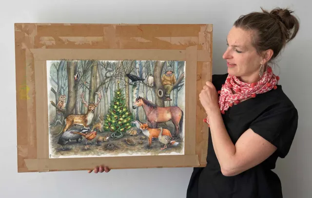 Helena Perry Woodland Scene tirage A3 25 espèces forêt