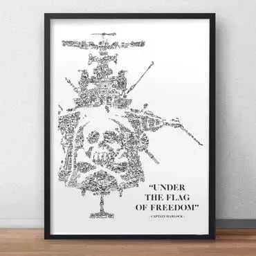 DrawInside Space Pirate Battleship Arcadia affiche A4 français signée