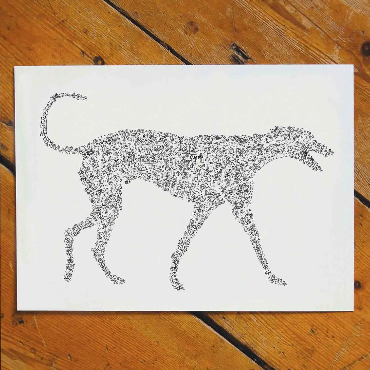 DrawInside Greyhound affiche A4 21x30 cm lévrier